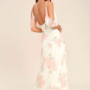 Lulus Size Medium White Dress w/ Pink Flowers